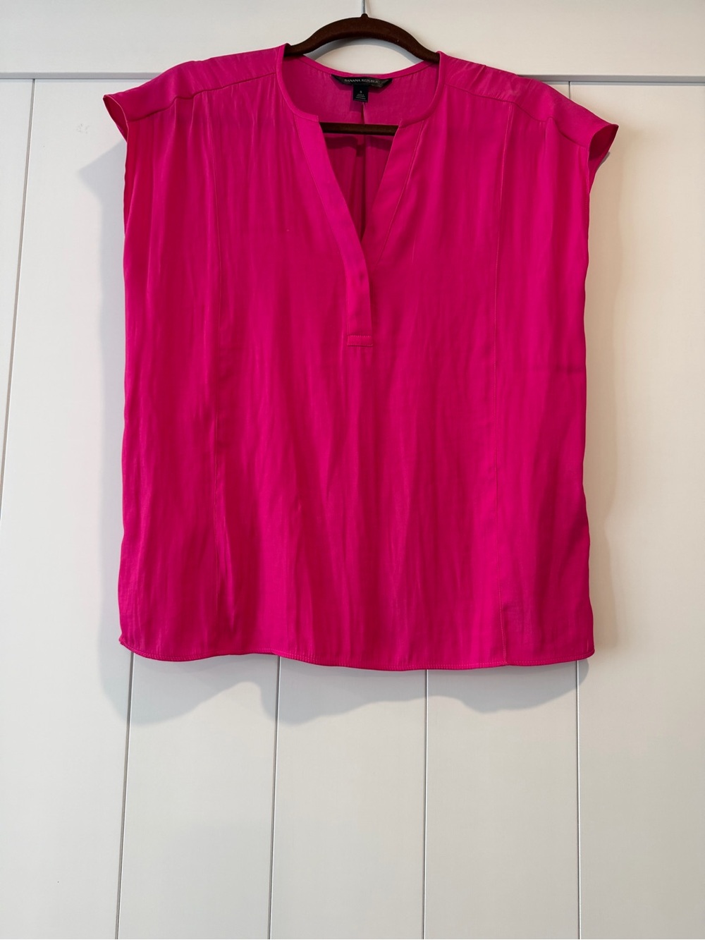 Sleeveless Split-Neck Blouse - Hot Pink
